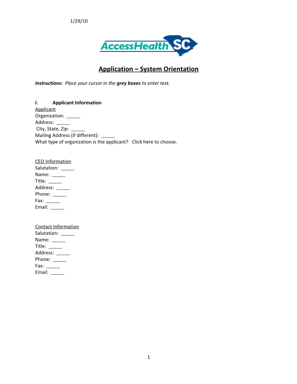 Application System Orientation