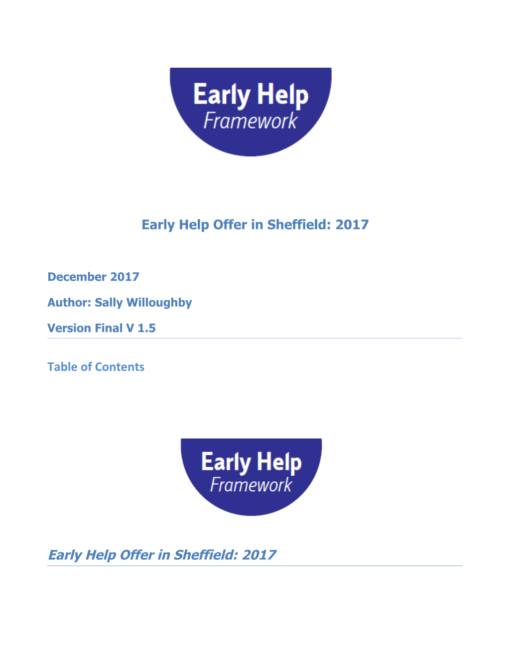 Early Help Offer in Sheffield: 2017