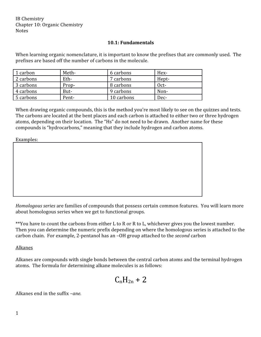 Chapter 10: Organic Chemistry