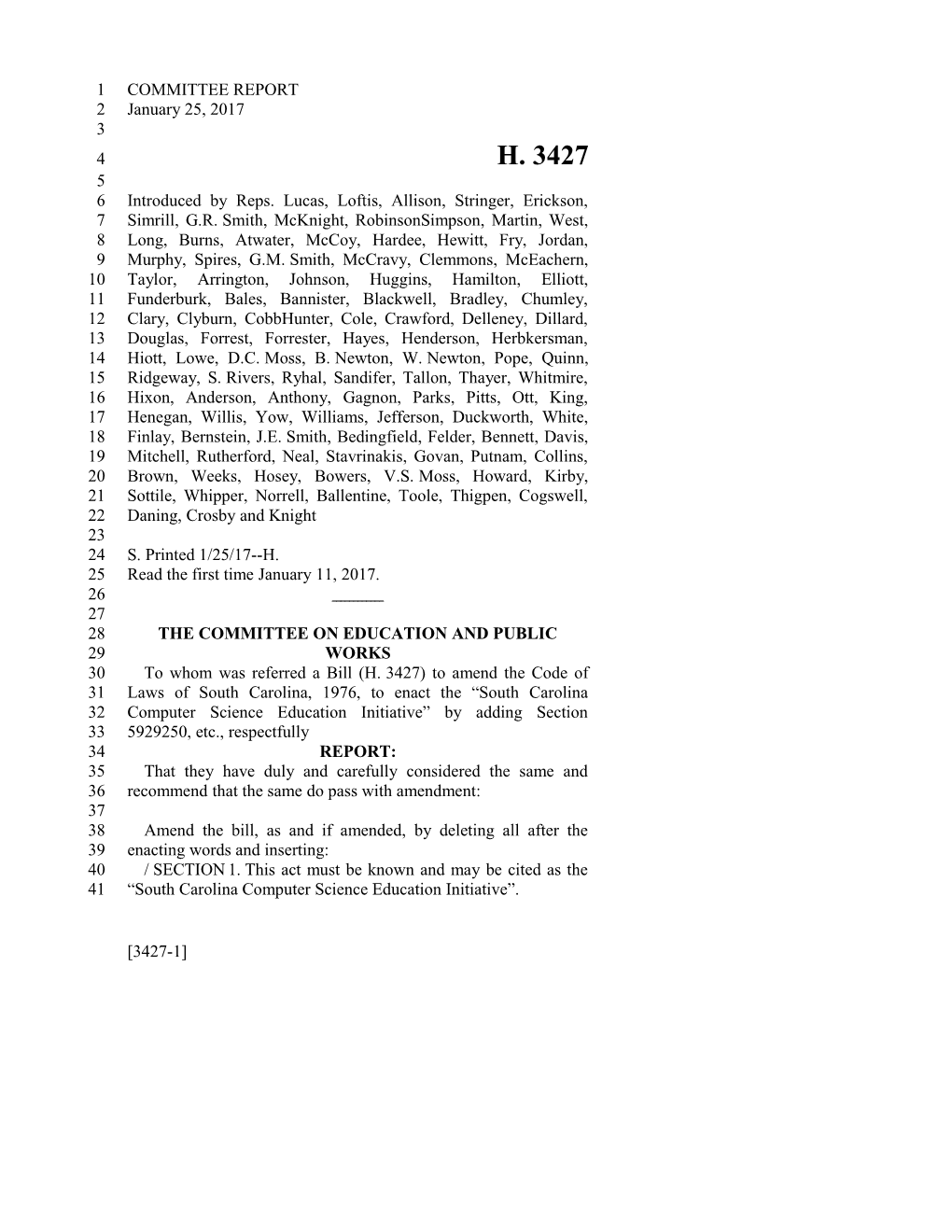 2017-2018 Bill 3427 Text of Previous Version (Jan. 25, 2017) - South Carolina Legislature Online