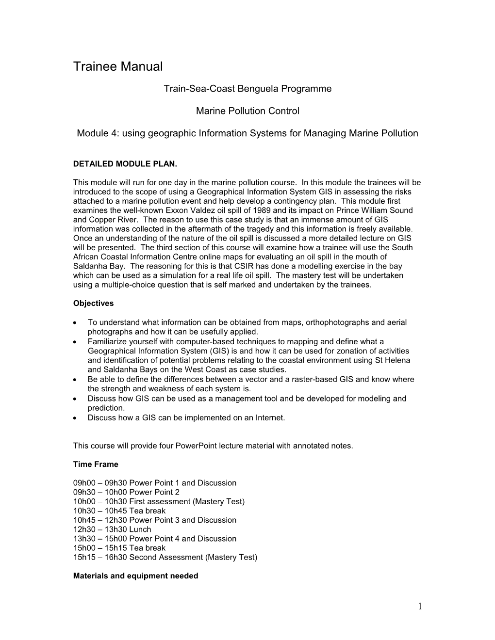 Module 4: Using Geographic Information Systems for Managing Marine Pollution