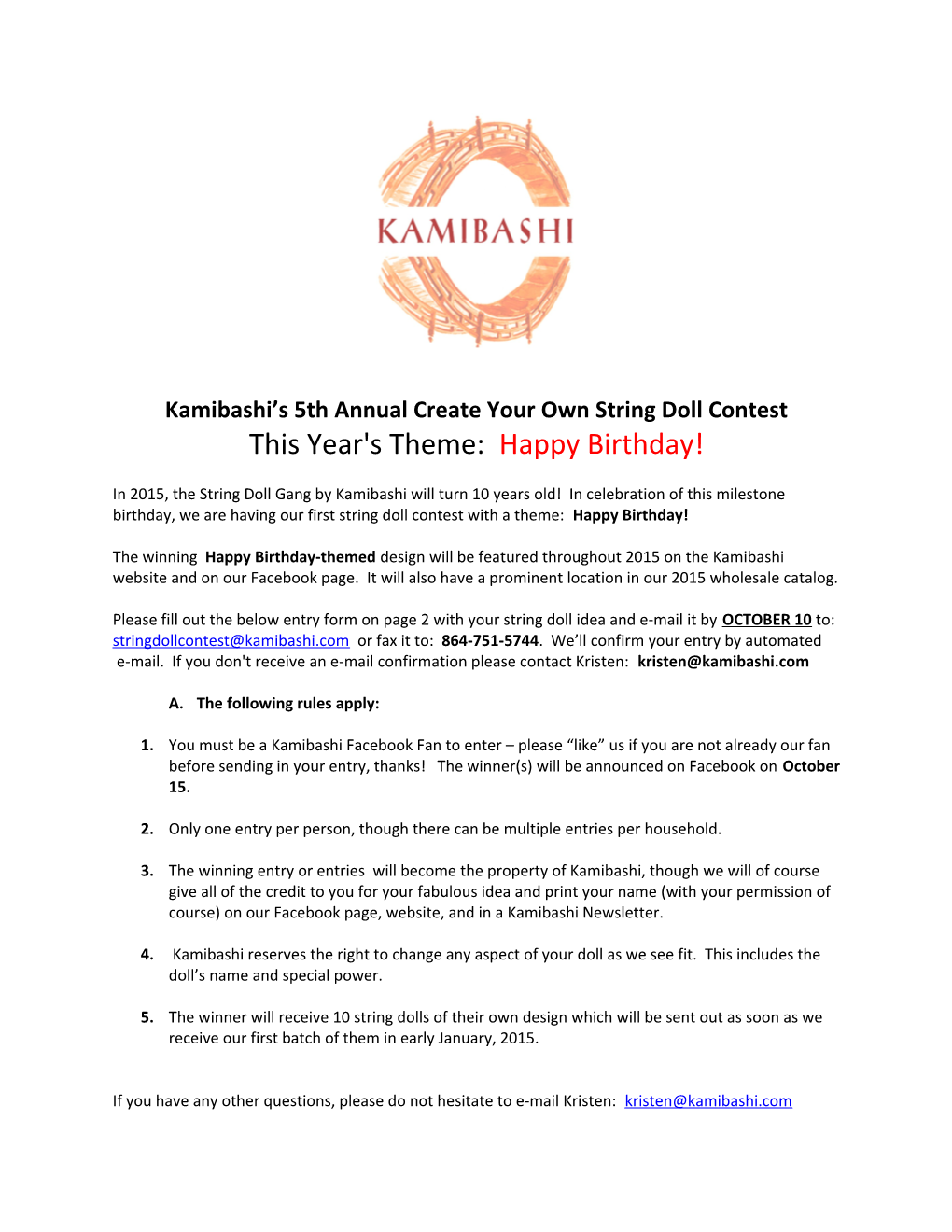 Kamibashi S 5Th Annual Create Your Own String Doll Contest