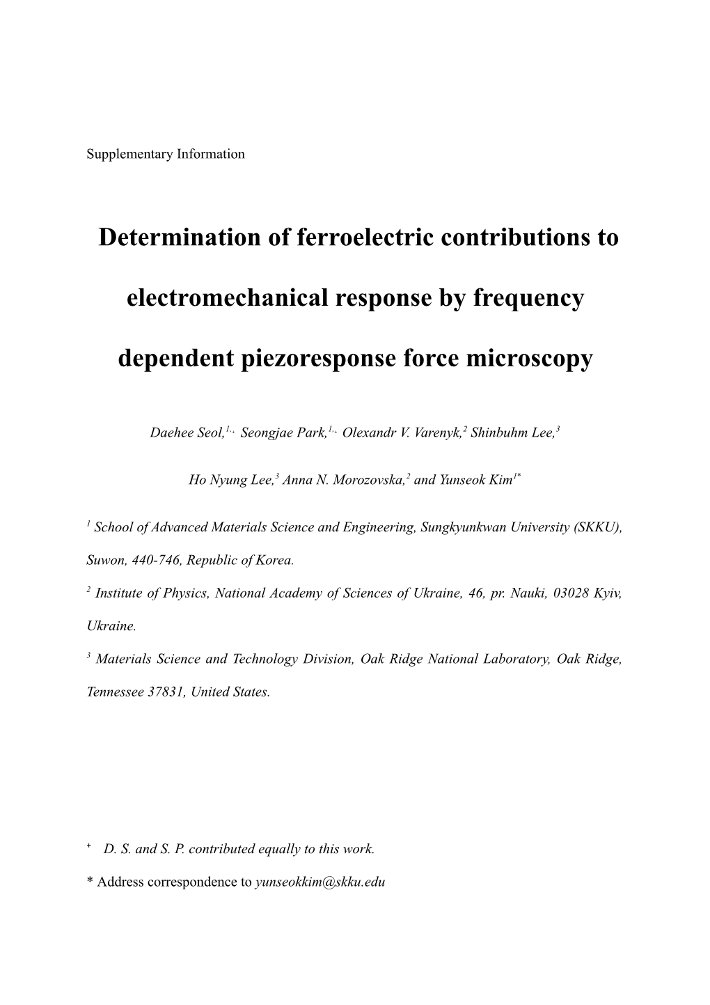 Determination of Ferroelectric Contributions to Electromechanical Response by Frequency