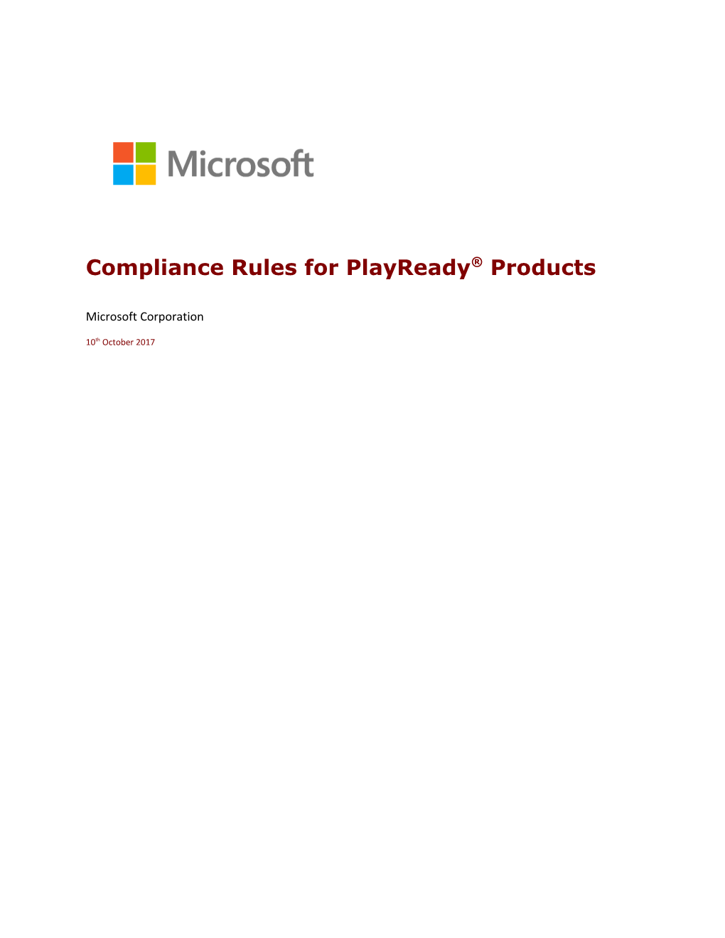 Compliance Rules for Playready Products