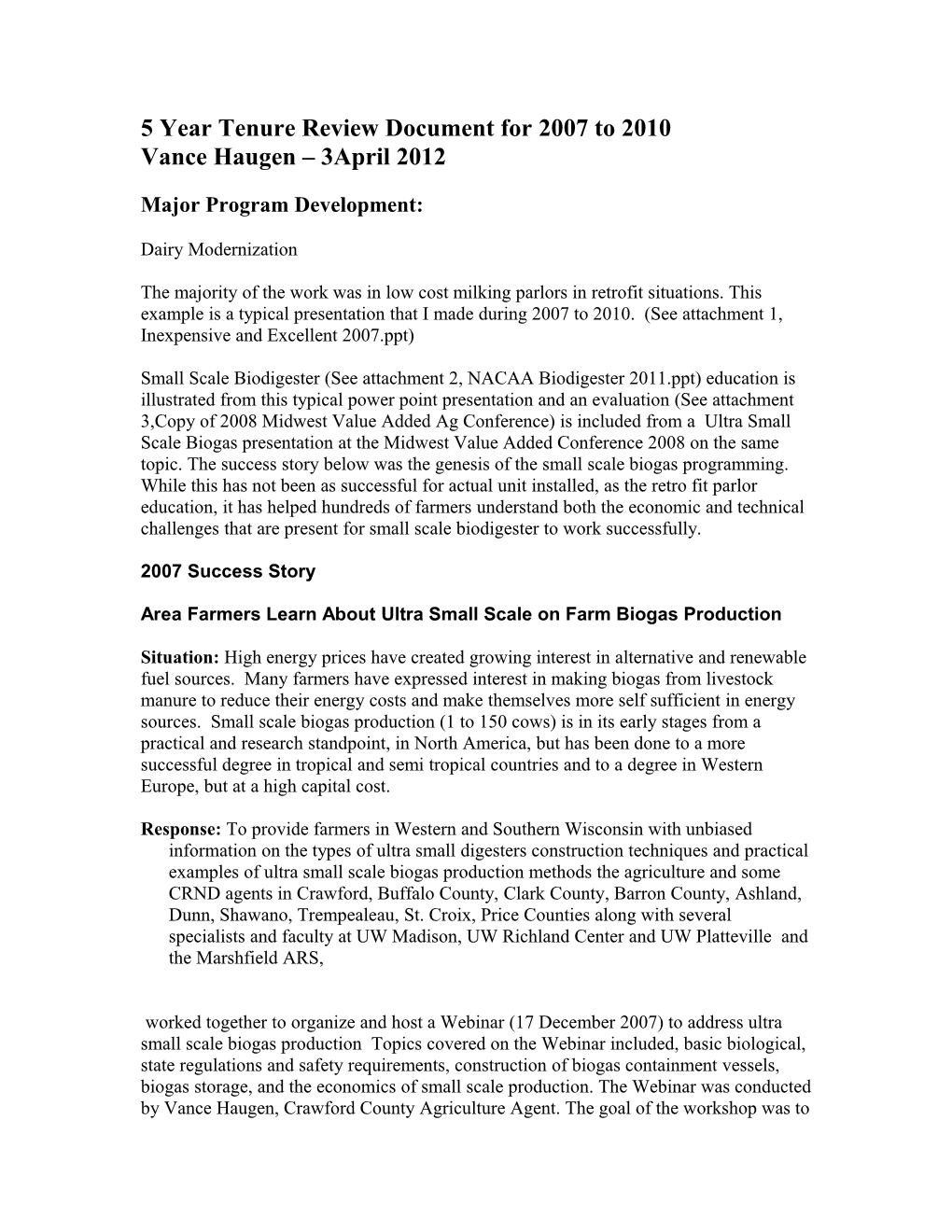 5 Year Tenure Review Document