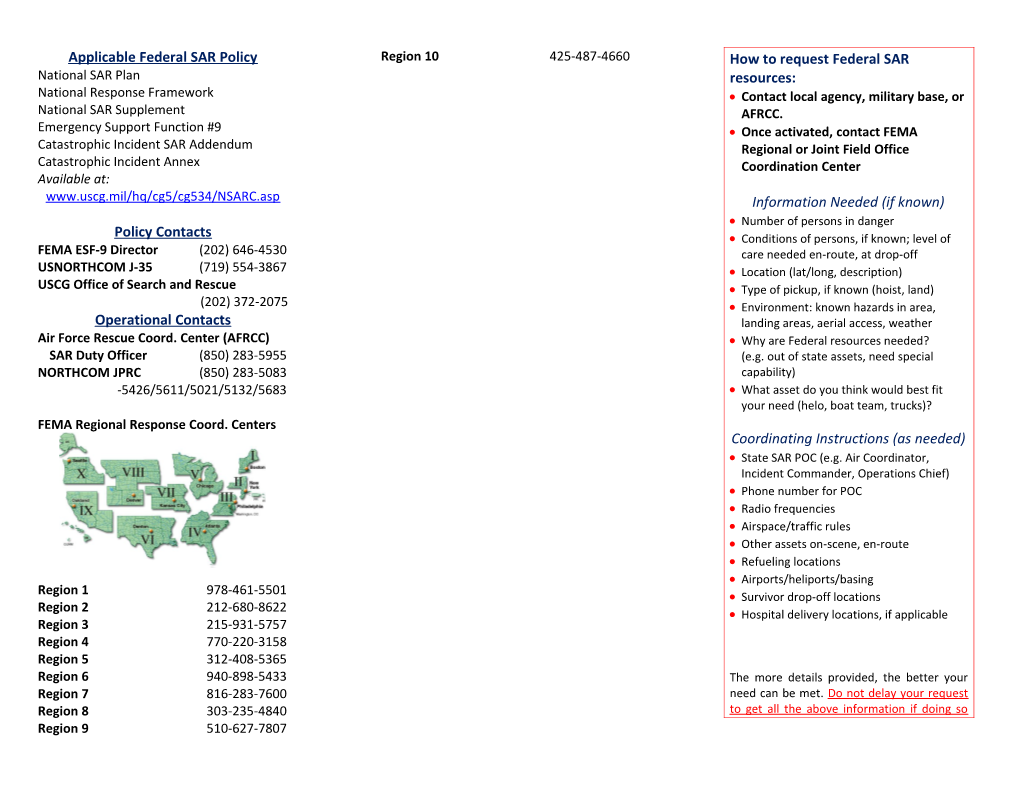 Applicable Federal SAR Policy