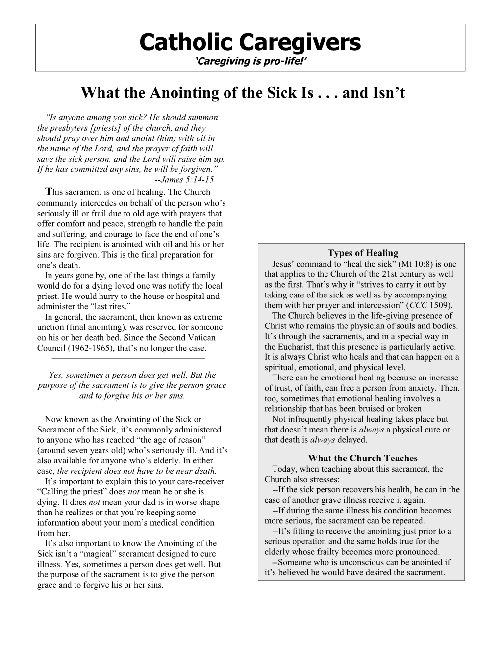 What the Anointing of the Sick Is . . . and Isn T