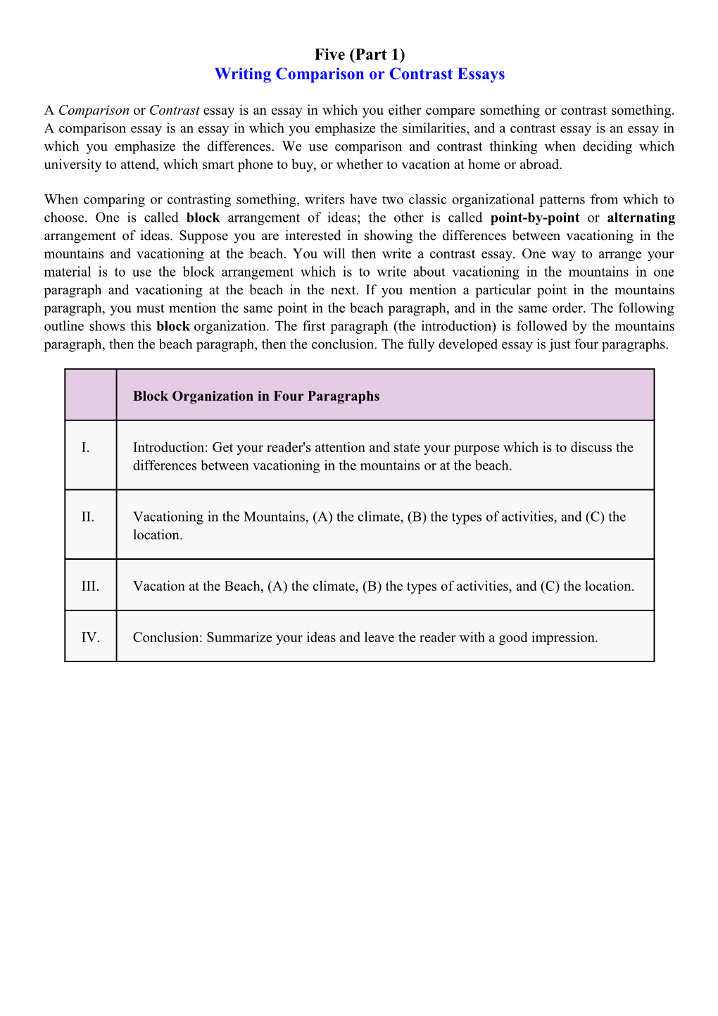Application: Identification of Block Or Point-By-Point in Two Essays