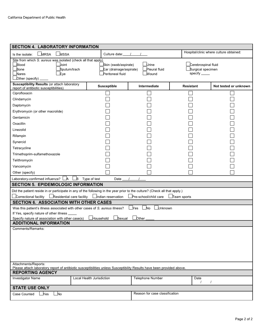 Preliminary Outbreak Report Form