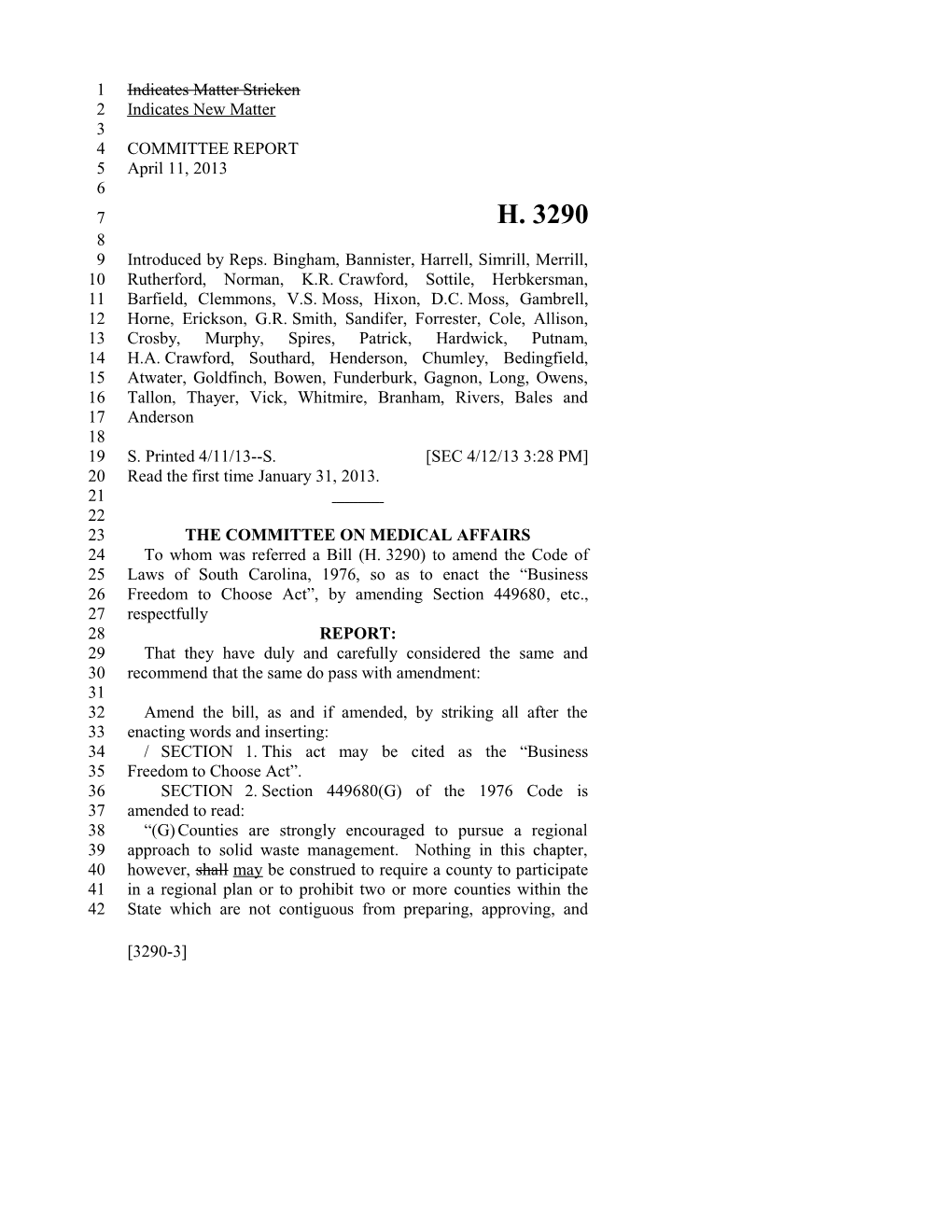 2013-2014 Bill 3290: Business Freedom to Choose Act - South Carolina Legislature Online