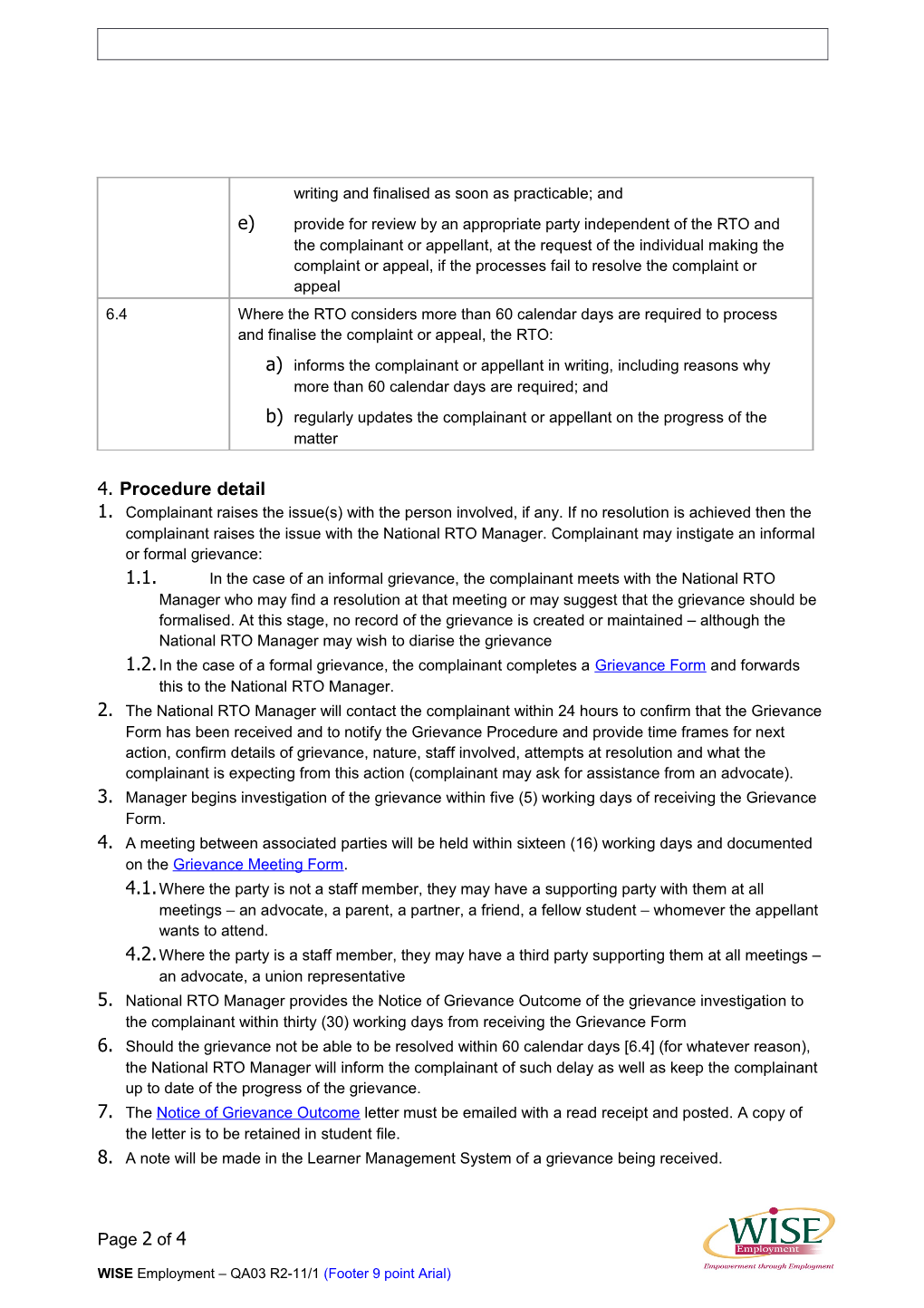 Policy and Procedure Document Template (QA03)