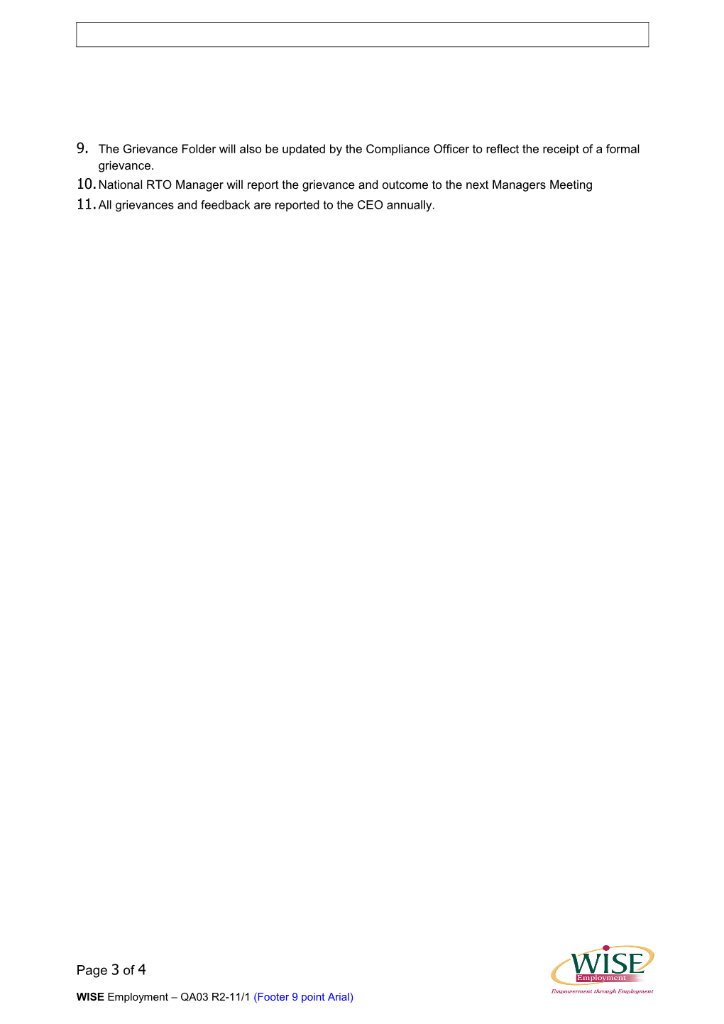 Policy and Procedure Document Template (QA03)