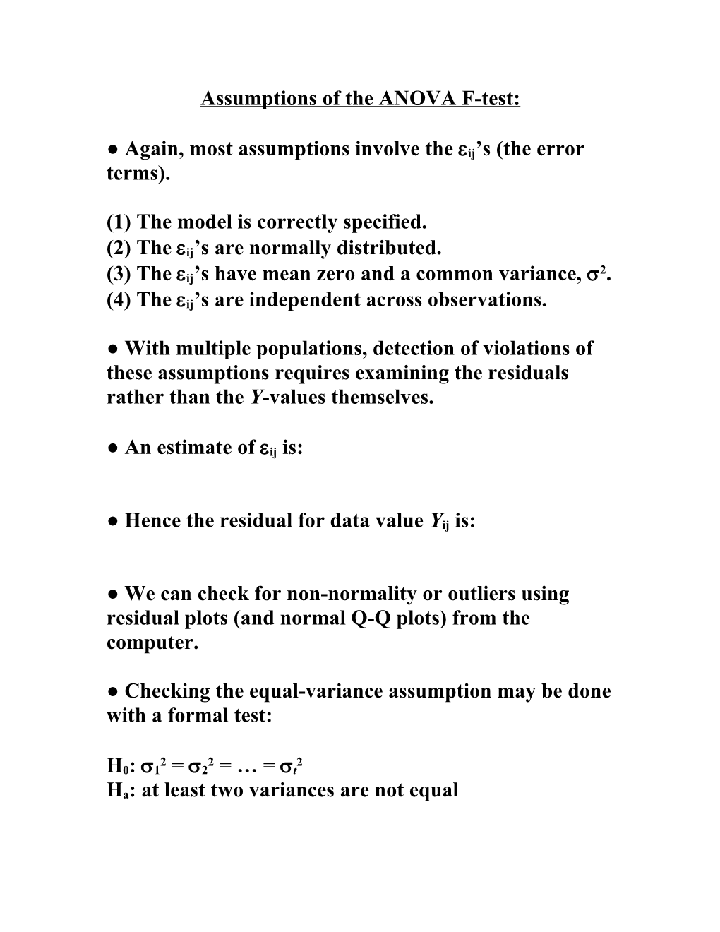 Assumptions of the ANOVA F-Test