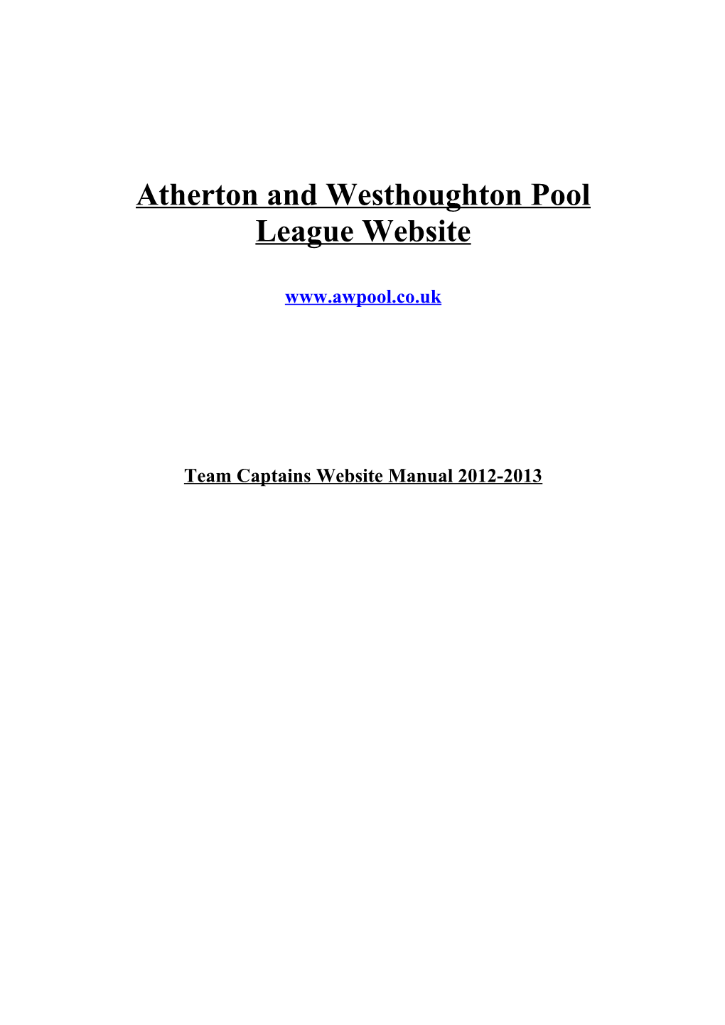 Atherton and Westhoughton Pool League Website