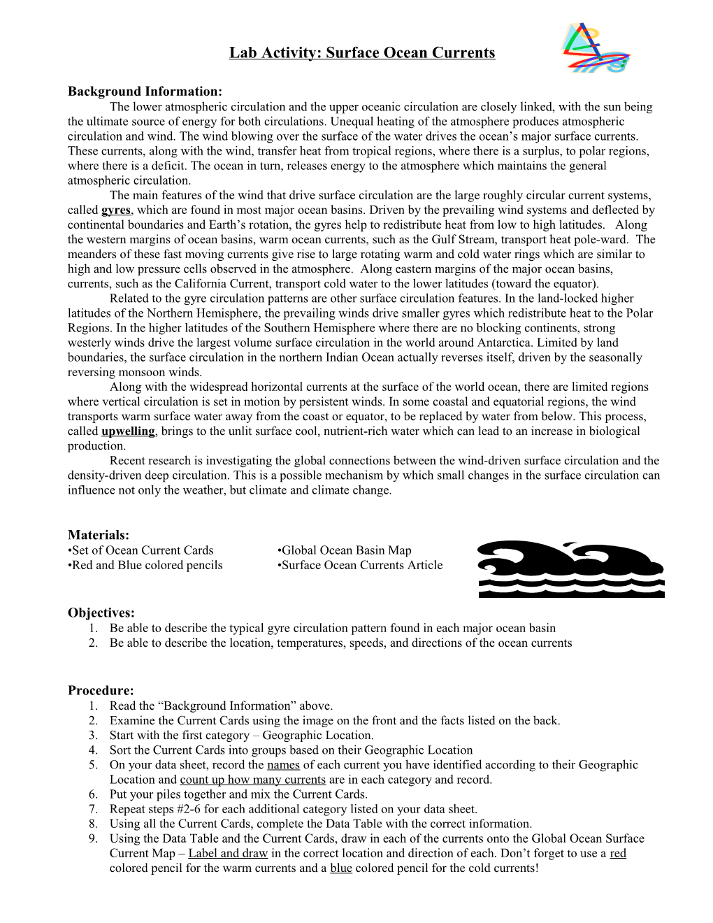 Lab Activity: Surface Ocean Currents