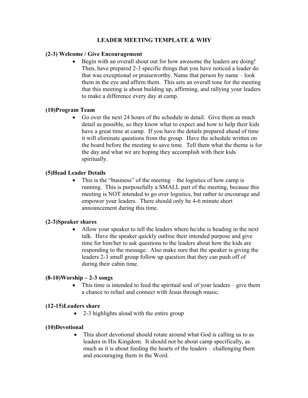 Leader Meeting Template