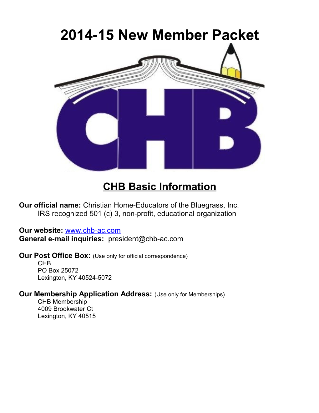 CHB Note to Members
