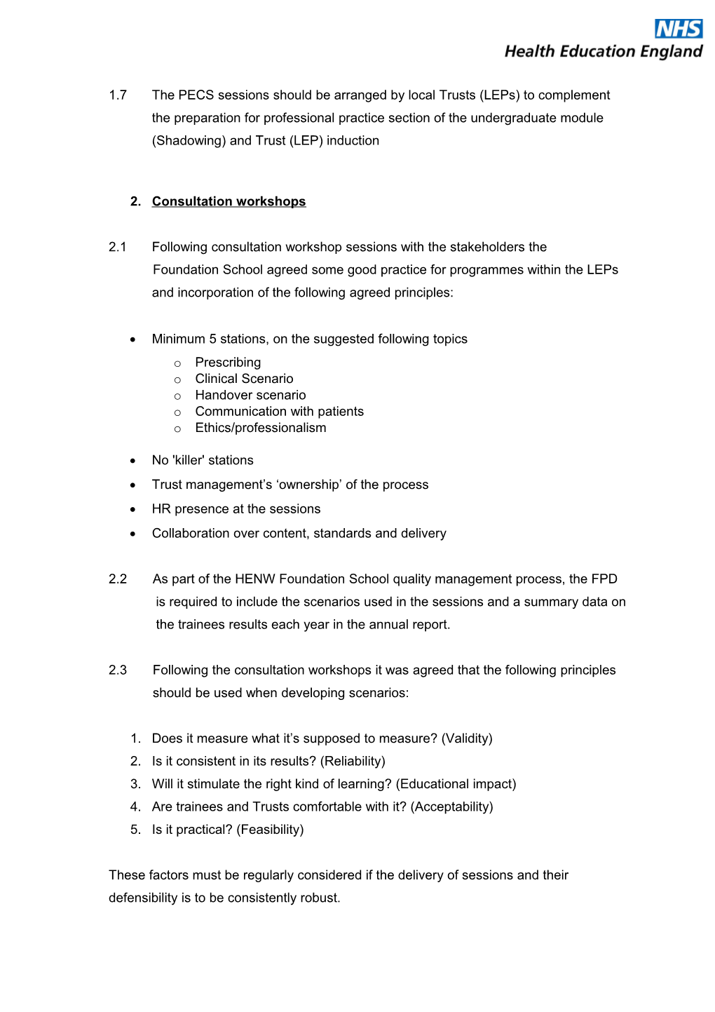 North Western Deanery Foundation School Advisory Notes on Pre Employment Competency Screening