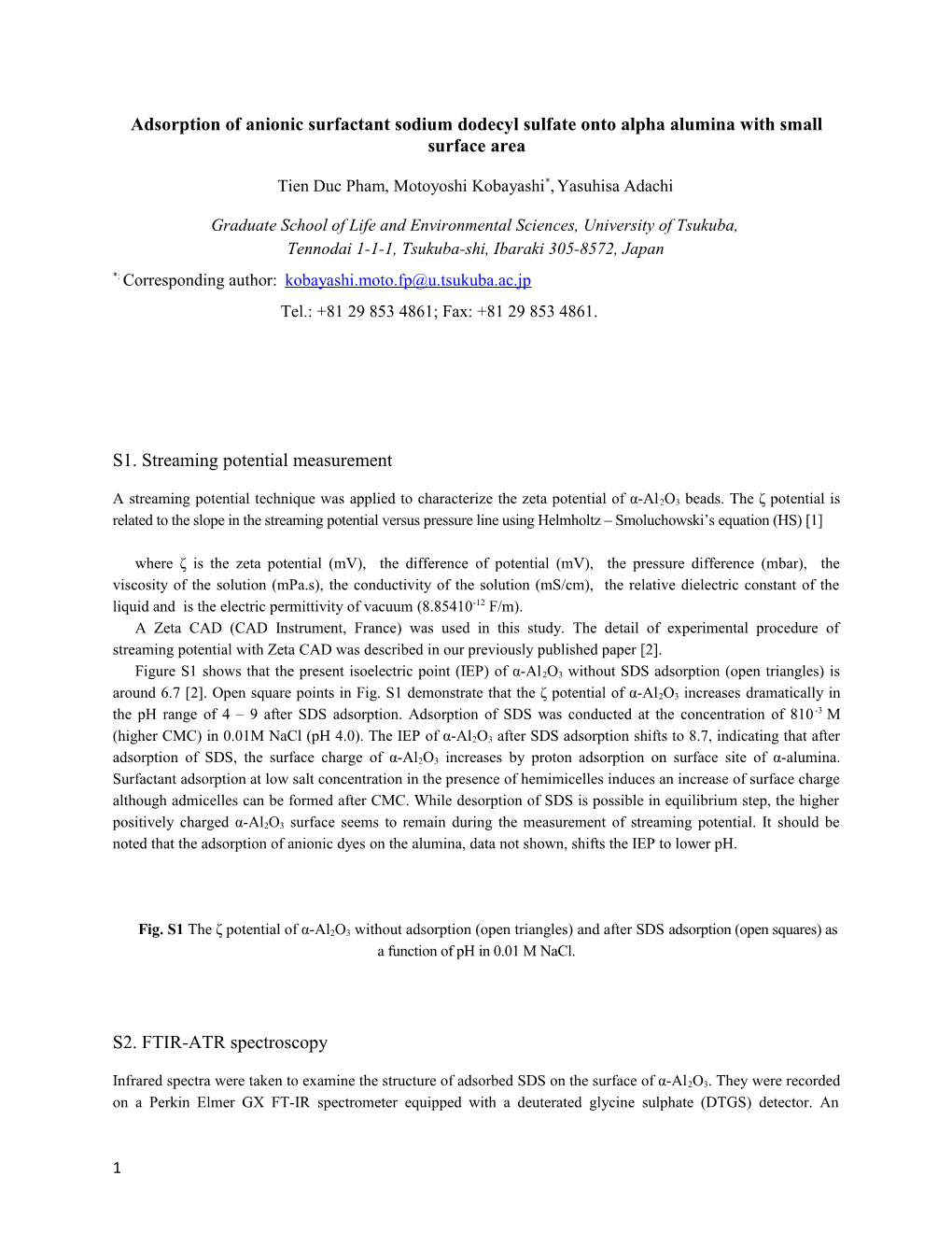 Adsorption of Anionic Surfactant Sodium Dodecyl Sulfate Onto Alpha Alumina with Small