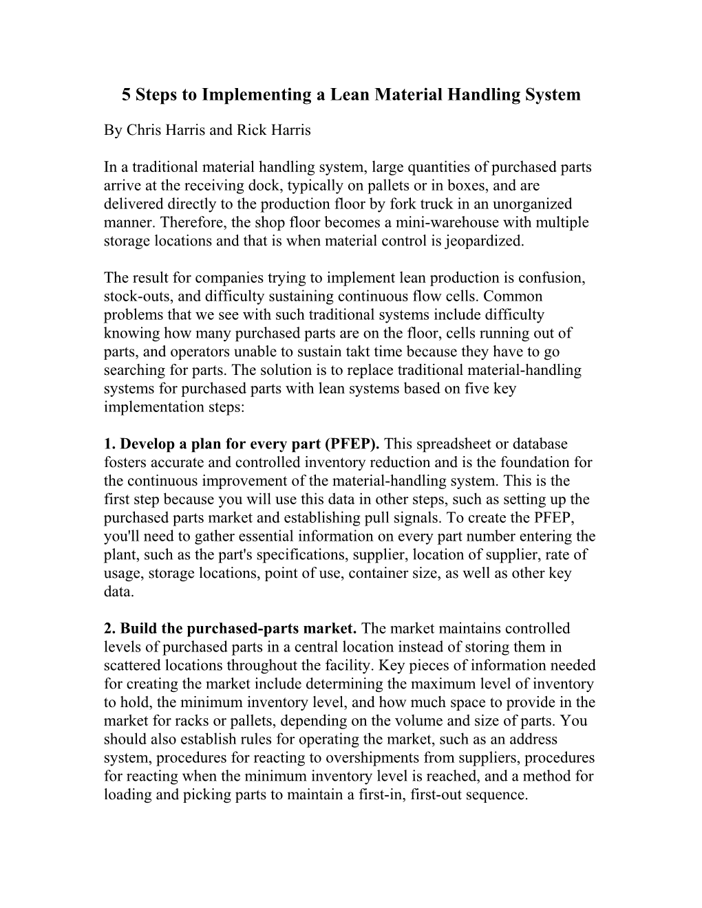 5 Steps to Implementing a Lean Material Handling System