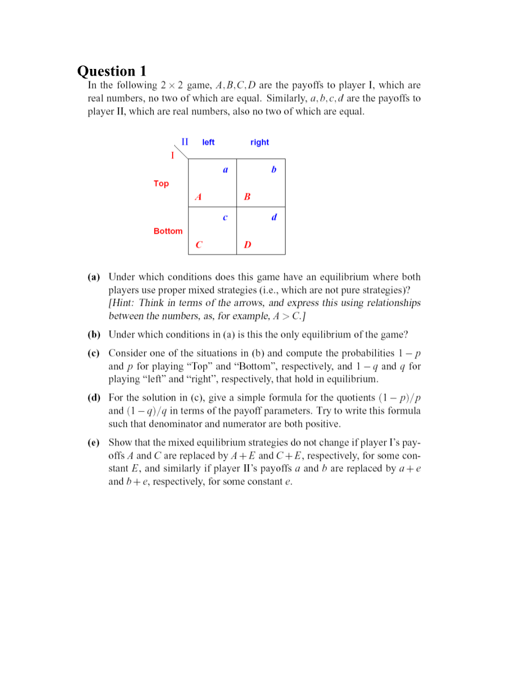 Question 3 Which One of the Two Games Given Below Is of Perfect Recall and Which Is Not?