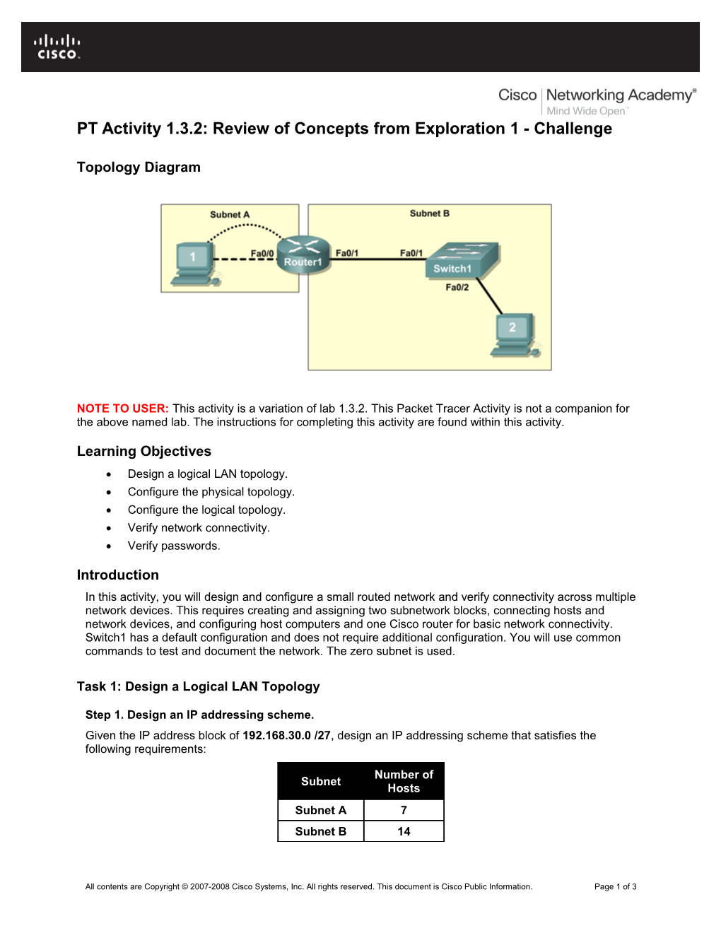 PT Activity 1.3.2: Review of Concepts from Exploration 1 - Challenge