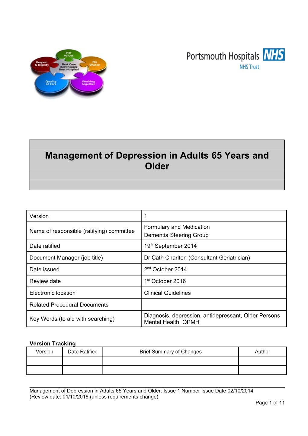 Management of Depression in Adults 65 Years and Older