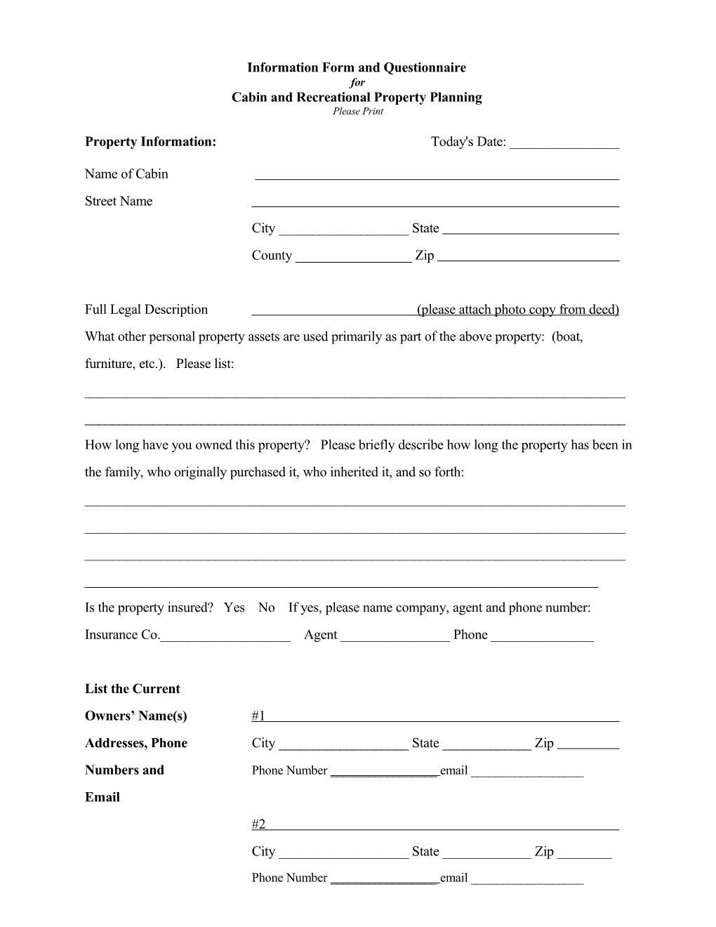 Revised Personal Information Form 7/23/98 Form