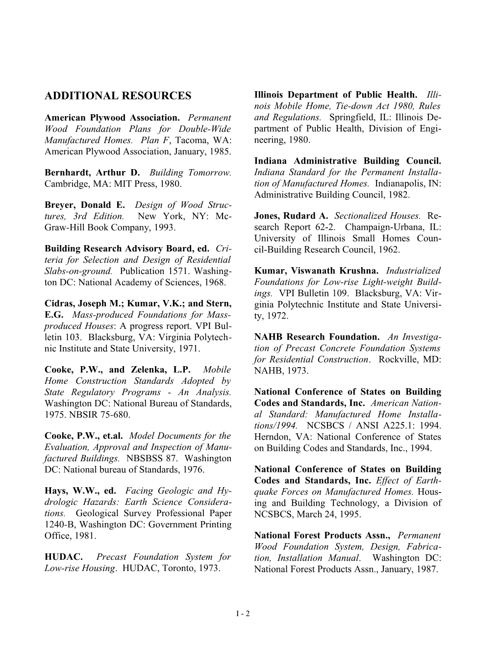 Appendix I References and Additional Resources
