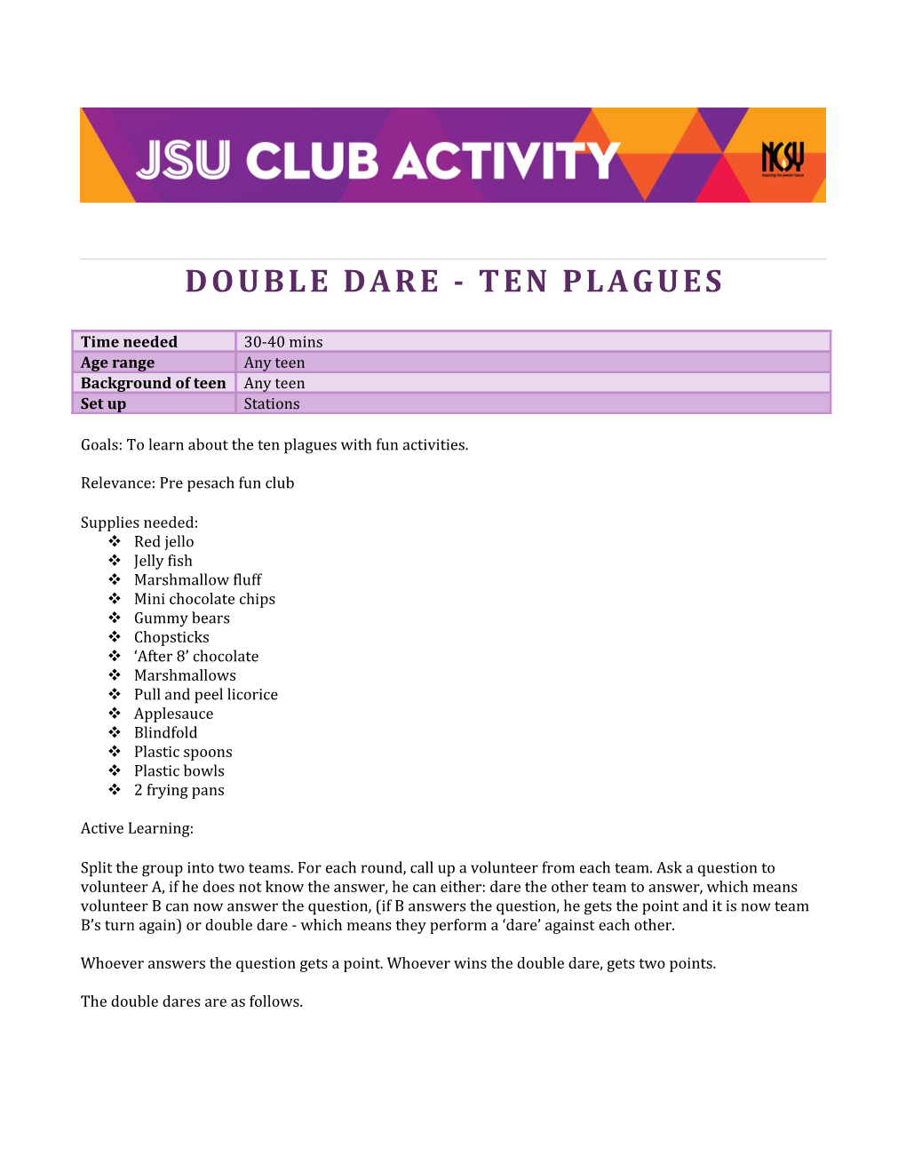 Double Dare - Ten Plagues