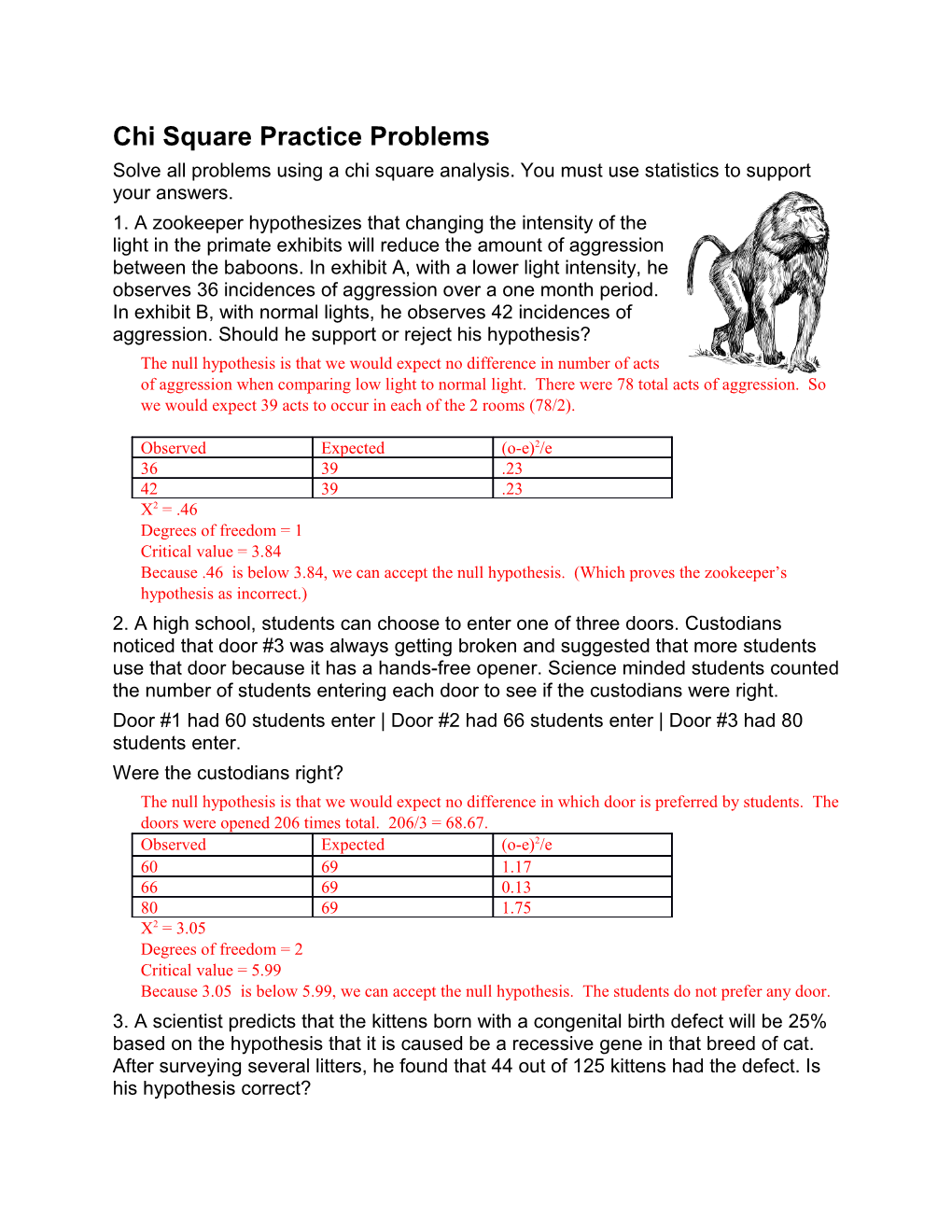 Chi Square Practice Problems