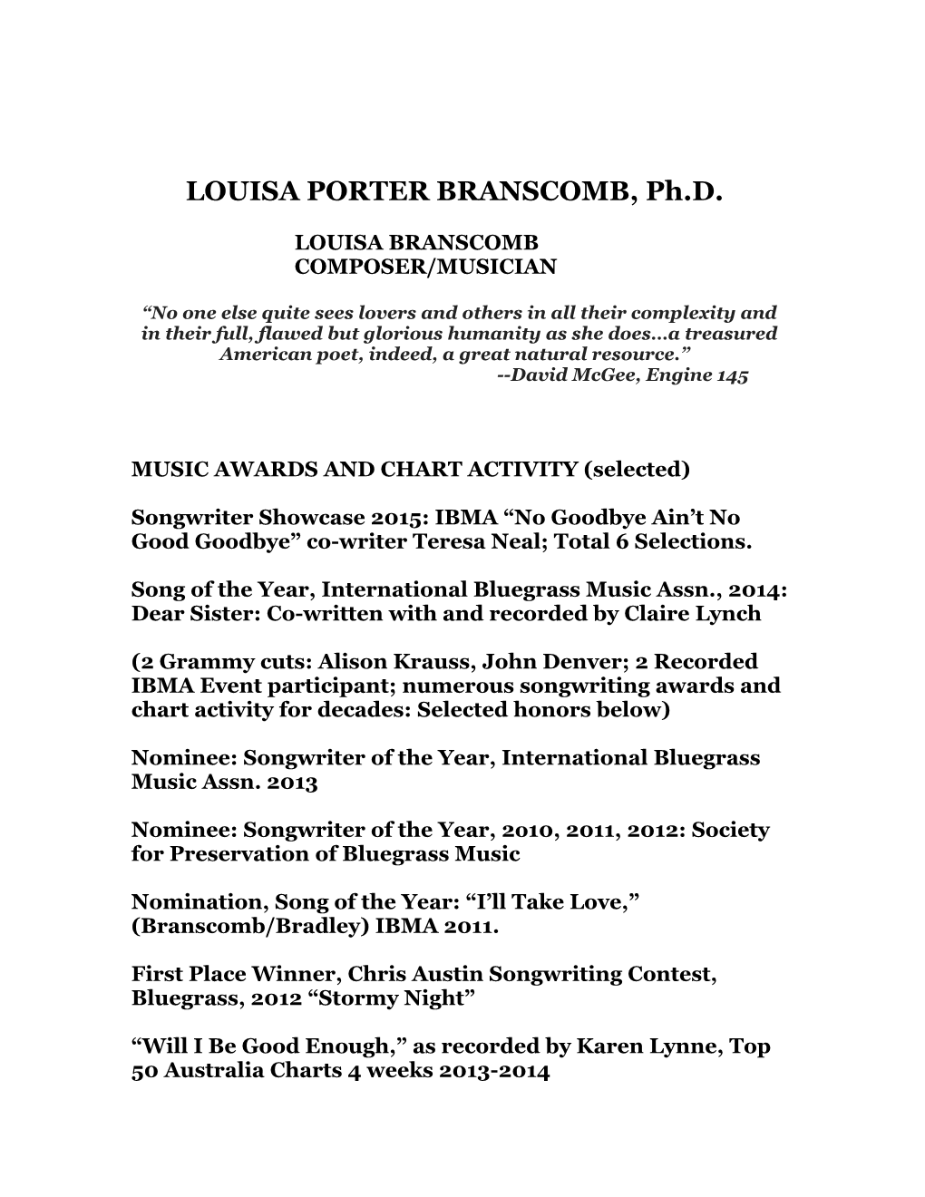 LOUISA PORTER BRANSCOMB,Ph.D