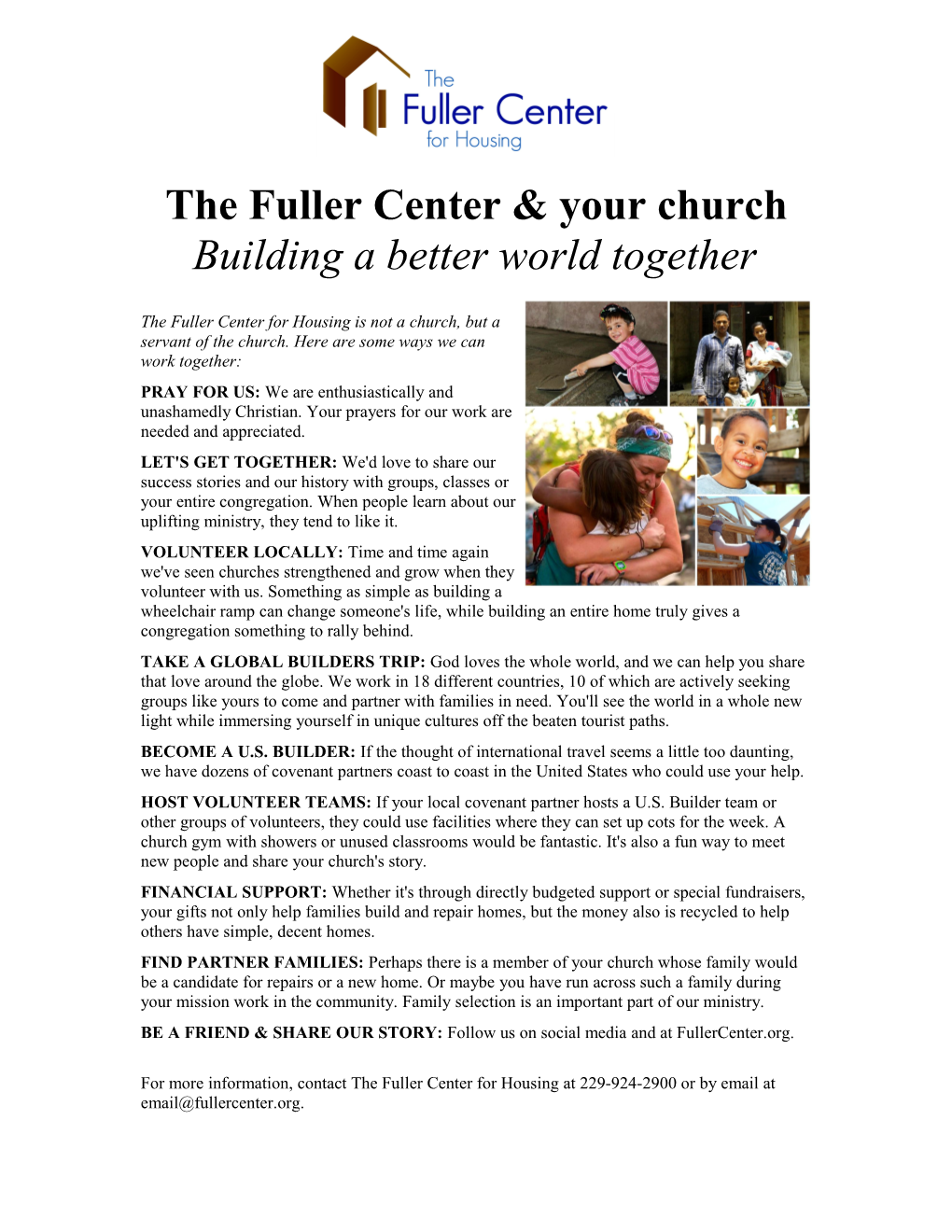 The Fuller Center & Your Church Building a Better World Together