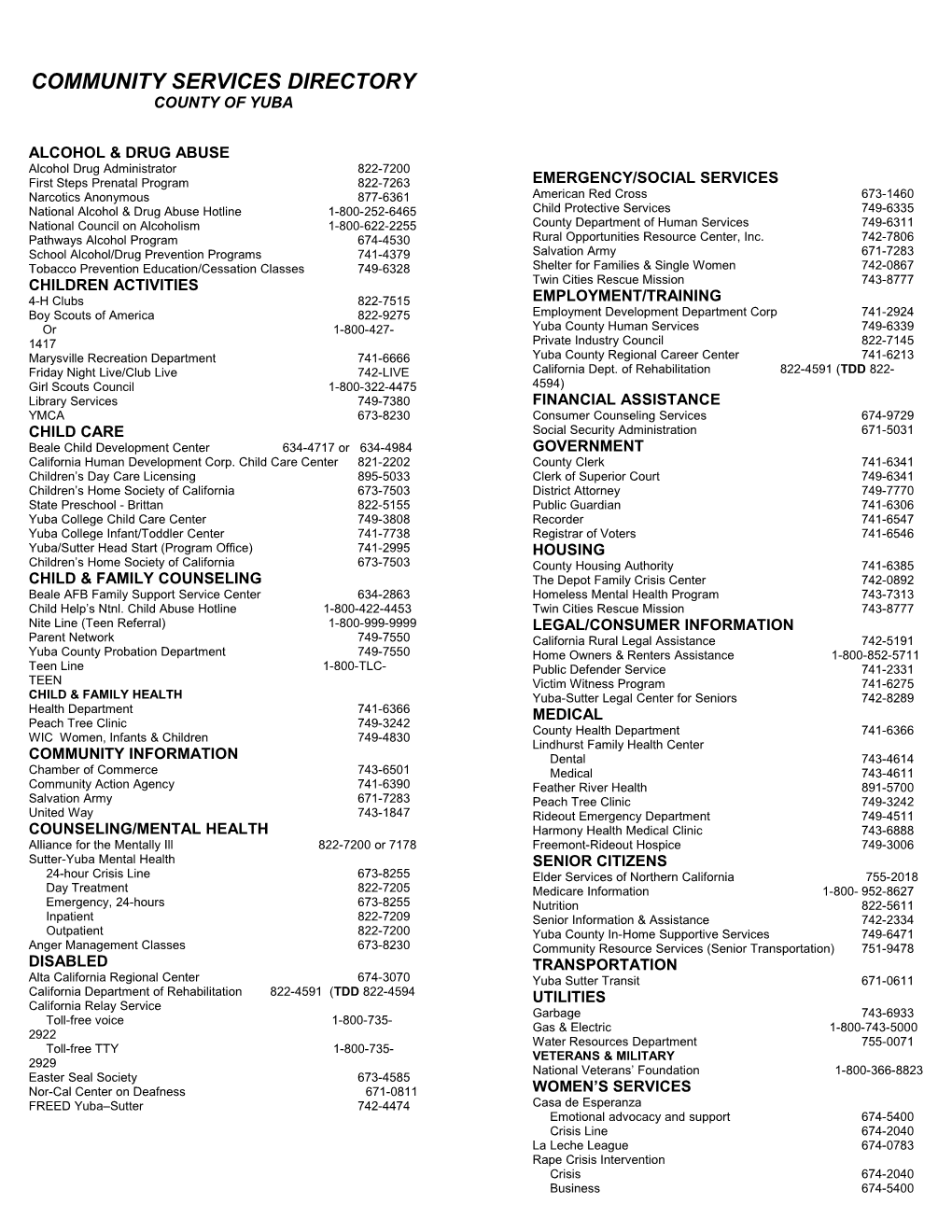 Community Services Directory