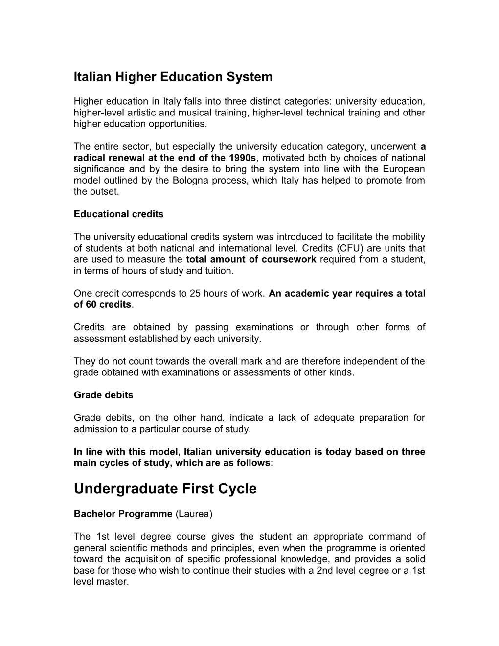 Italian Higher Education System