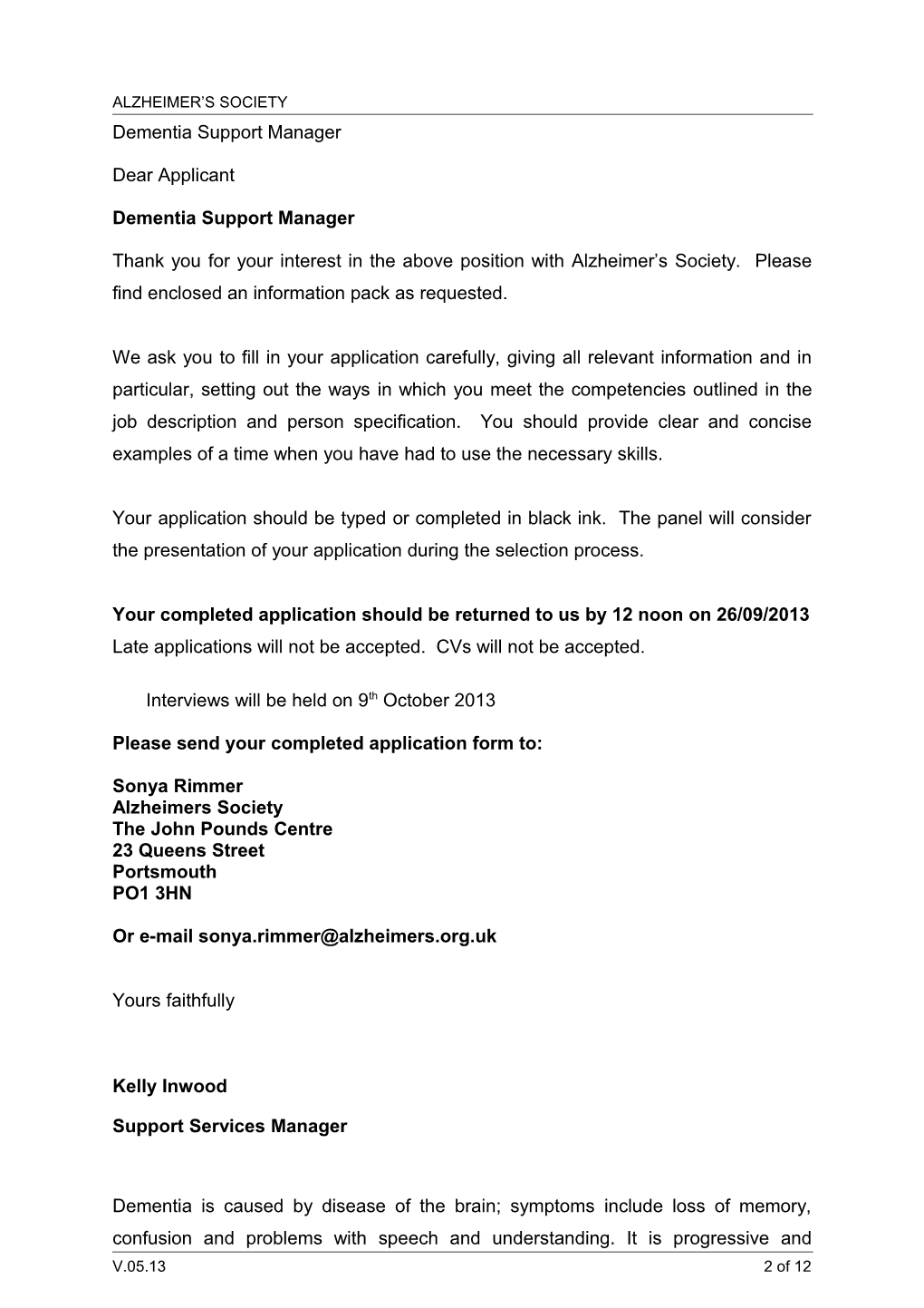 Dementia Support Manager Portsmouth