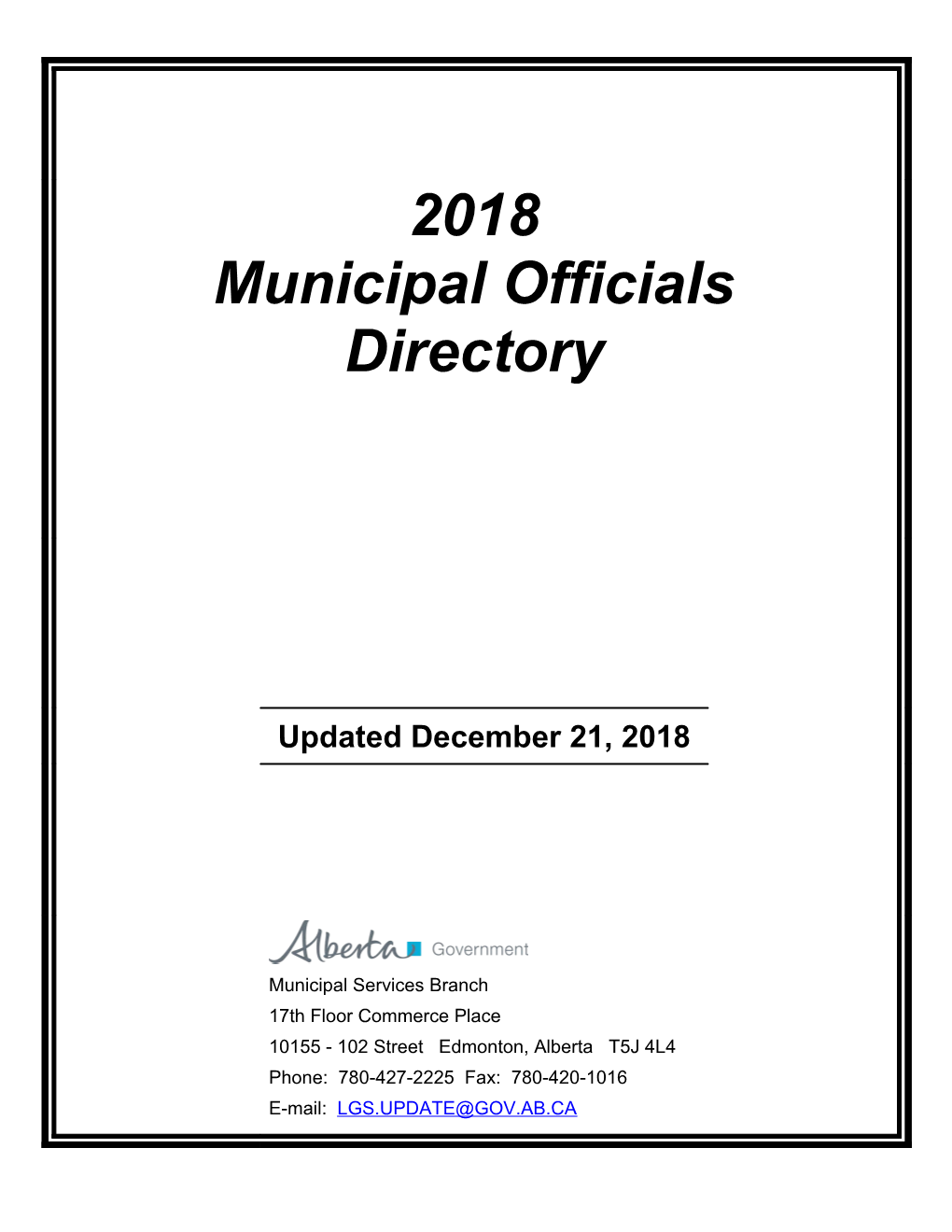 2018 Municipal Officials Directory
