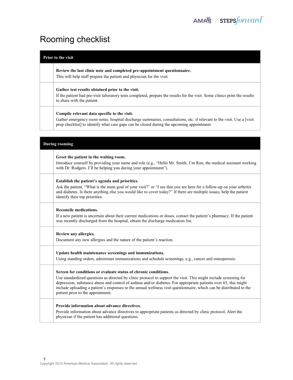 Source: AMA. Practice Transformation Series: Implementing Team-Based Care. 2015