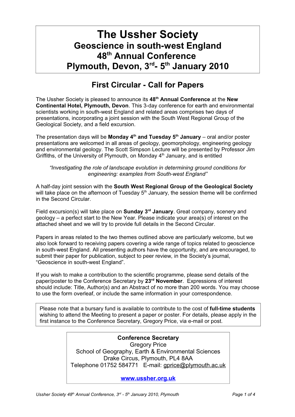 First Circular - Call for Papers