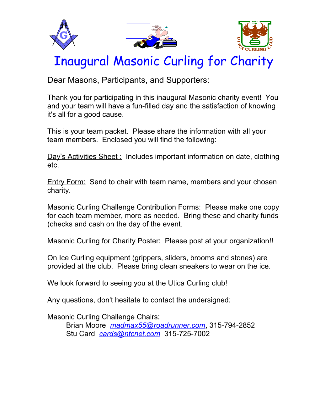 Dear Charity Curling Challenge Participant