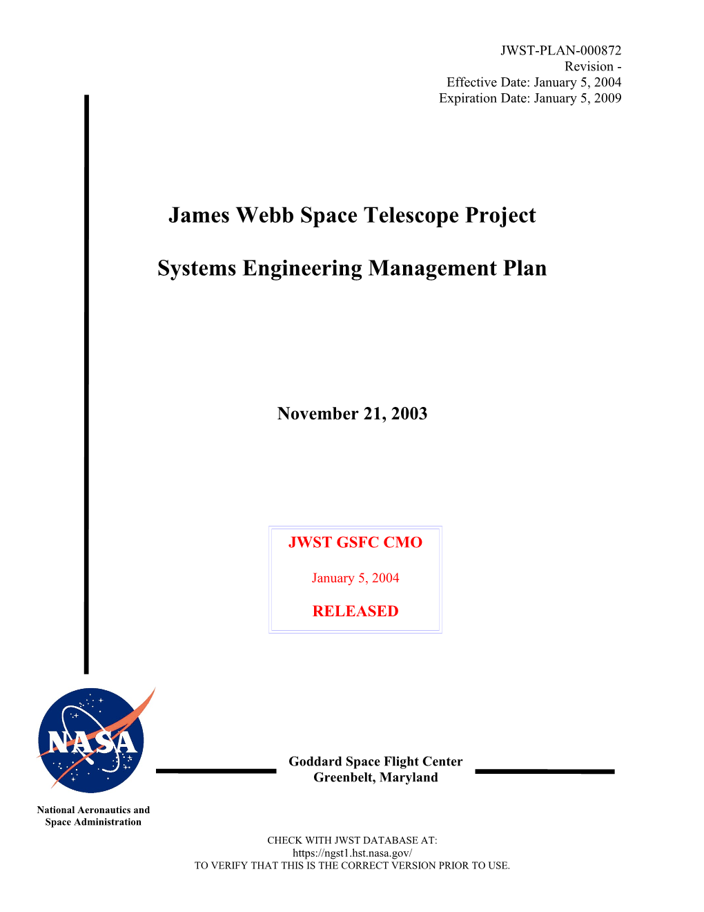 NGST System Engineering Approach