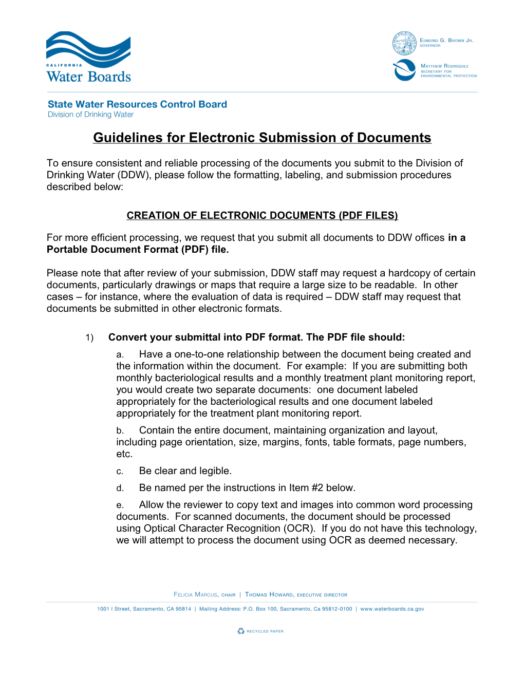 Guidelines for Electronic Submission of Documents