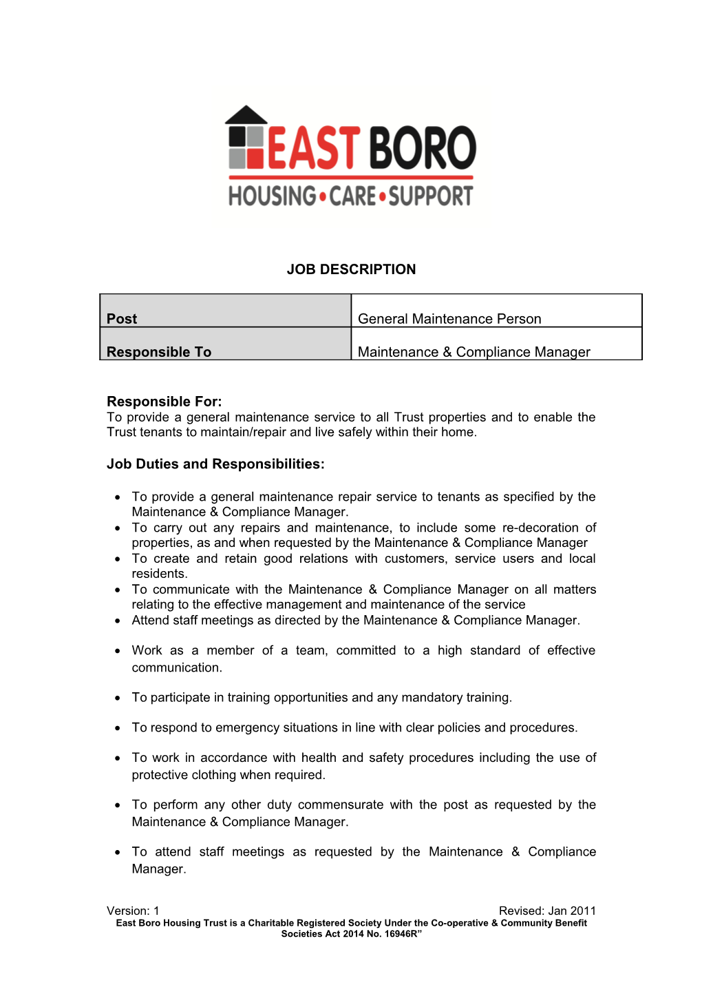 East Boro Housing Trust Ltd