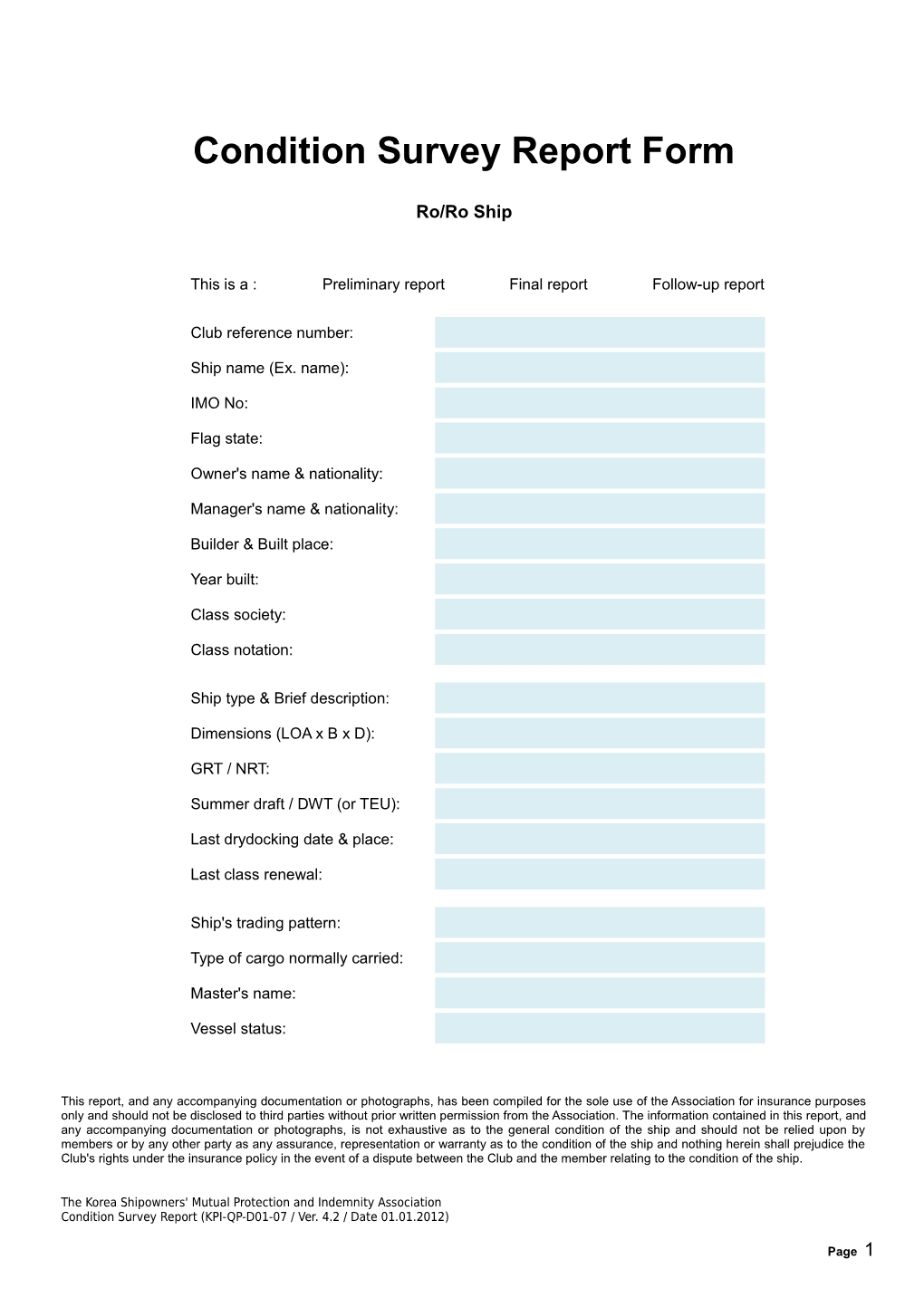 4. Survey Questionnaire - All Ship Types