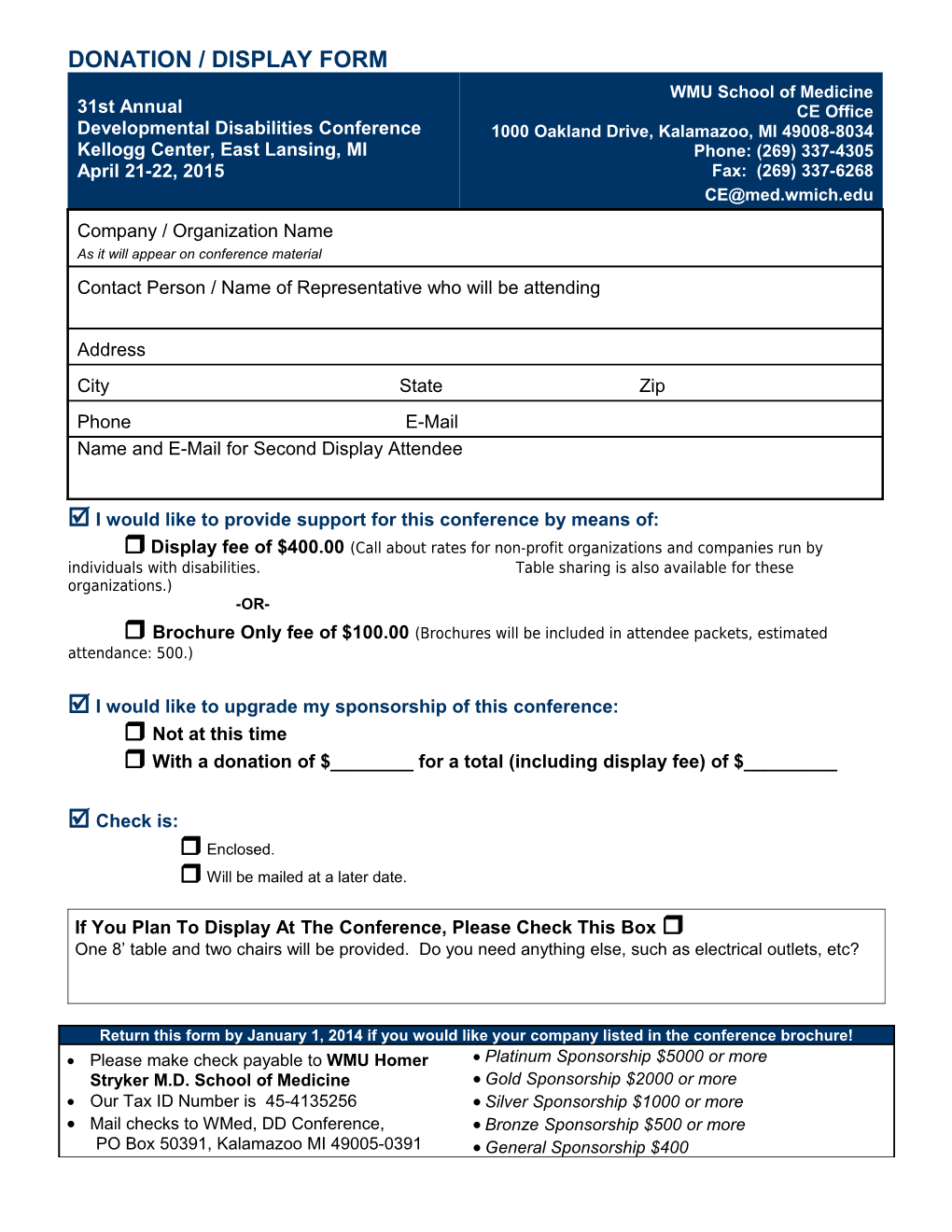 Exhibitor / Display Registration Form