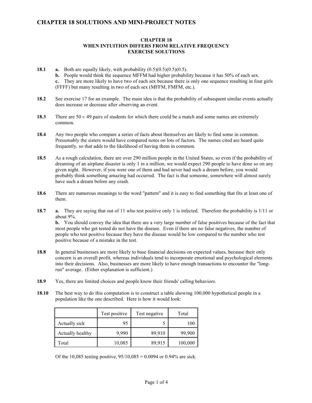 Chapter 18 Solutions and Mini-Project Notes