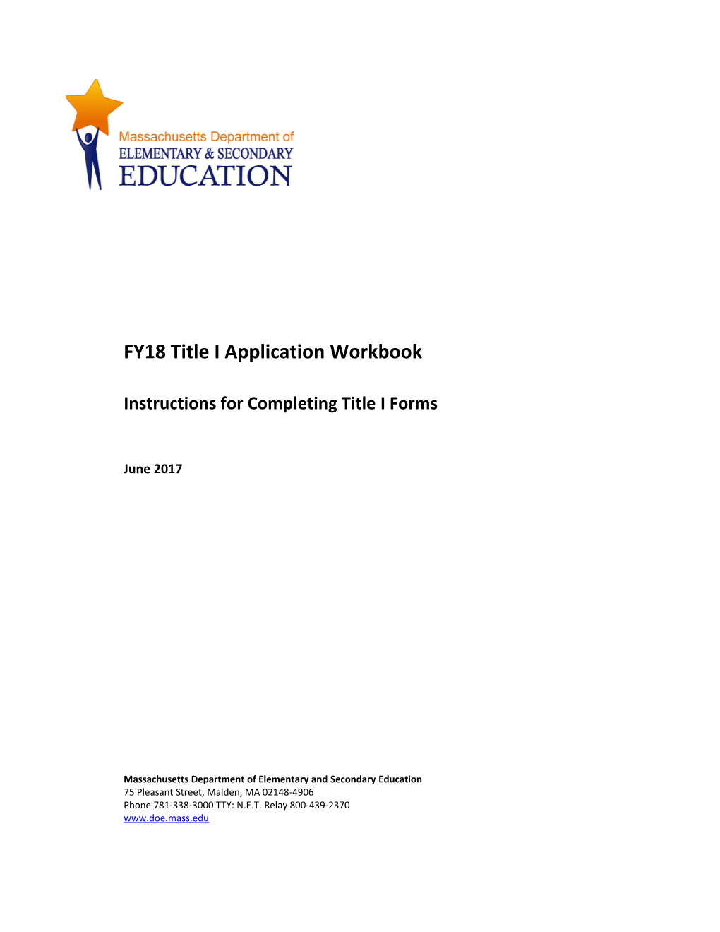 FY2018 Fund Code 305 Title I Instructions