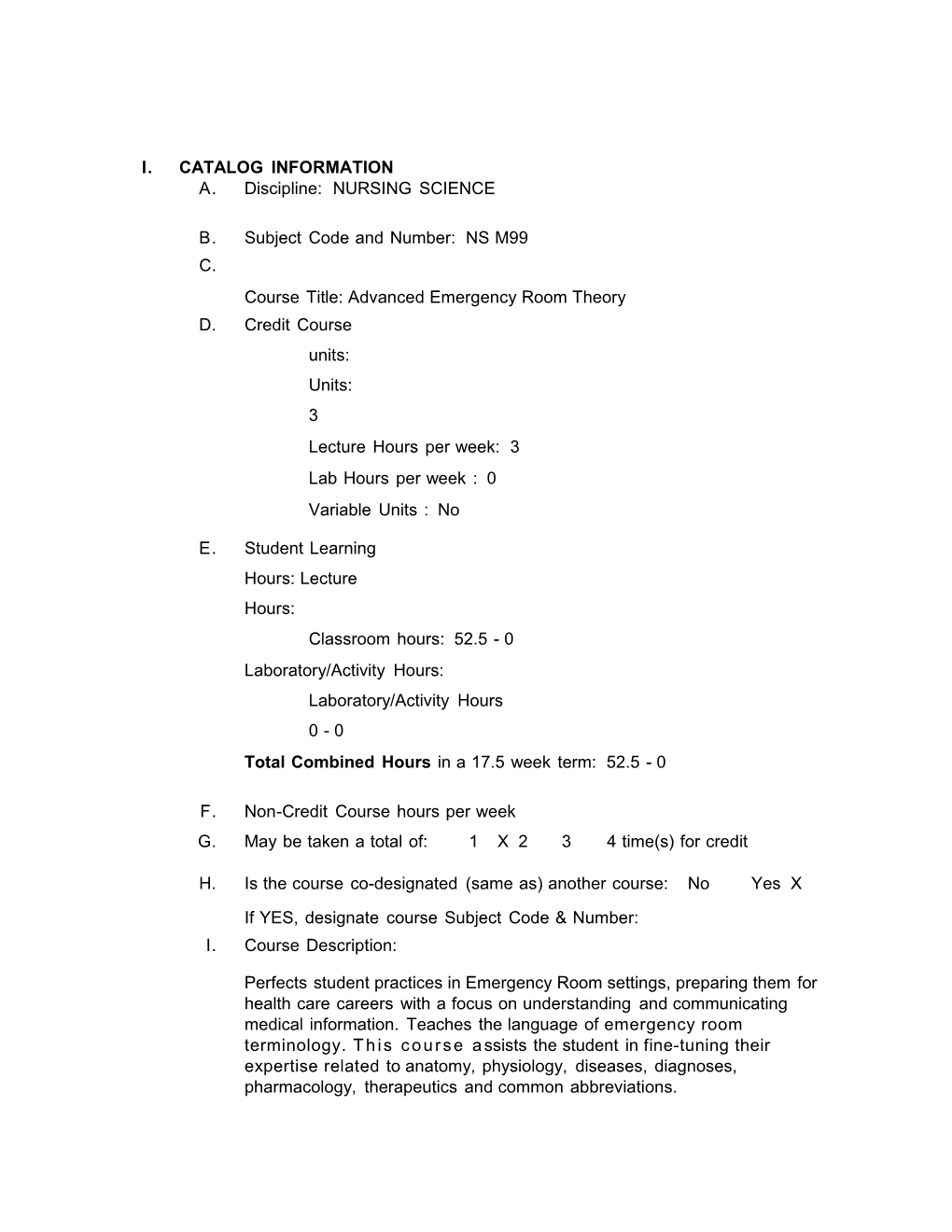 Course Outline Moorpark - NS M19