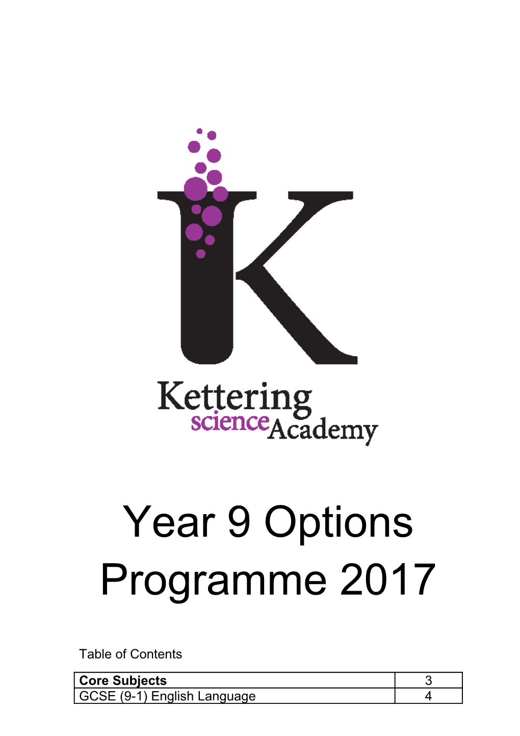 Year 9 Options Programme 2017