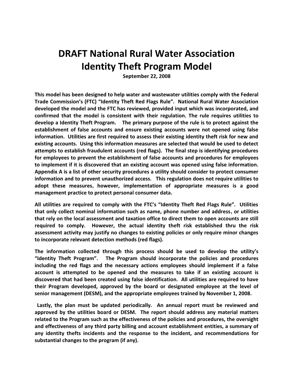 DRAFT National Rural Water Association